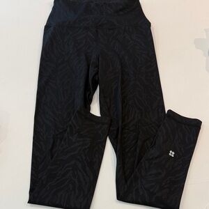 Sweaty Betty Black Kids' Leggings with Tonal Animal Pattern